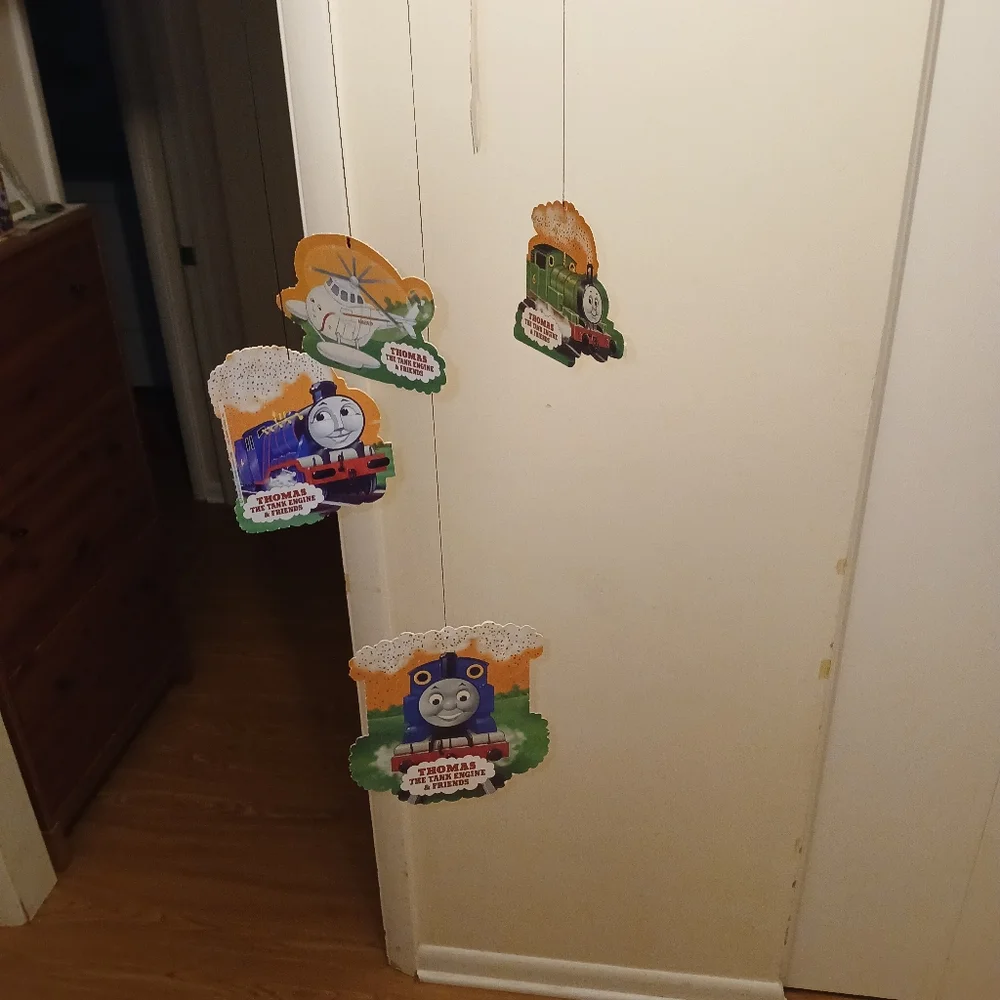 Thomas the Tank Engine Mobile Birthday/ Room Decoration + Stickers 3 sheets Used